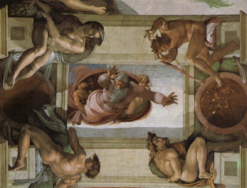 Michelangelo Buonarroti God separates the waters and the country and blesses its work, France oil painting art